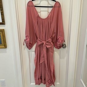 Women's Mauve Midi Dress with Tie Waist